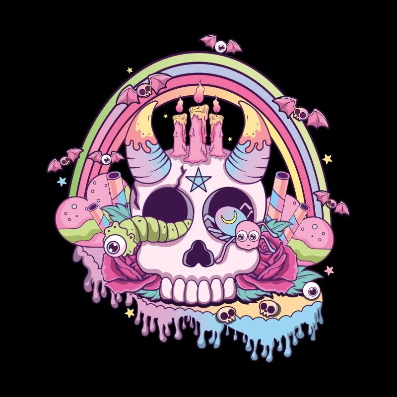Rainbow Skull Kawaii Occult Satanic Pastel Gothic