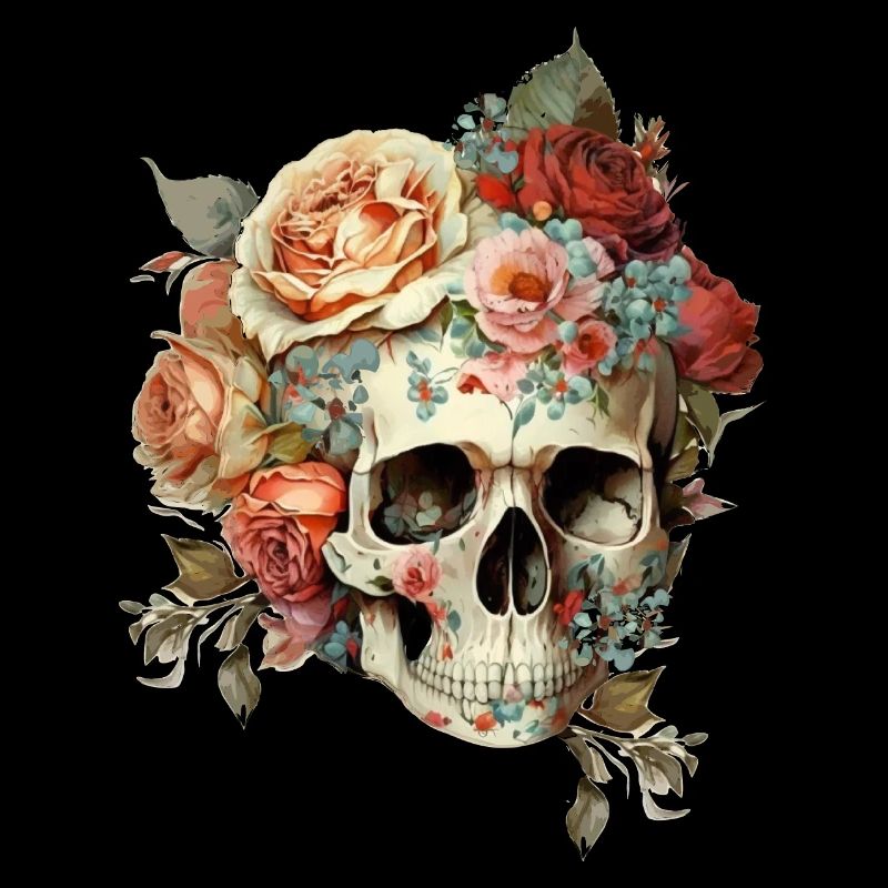 Crâne avec des fleurs