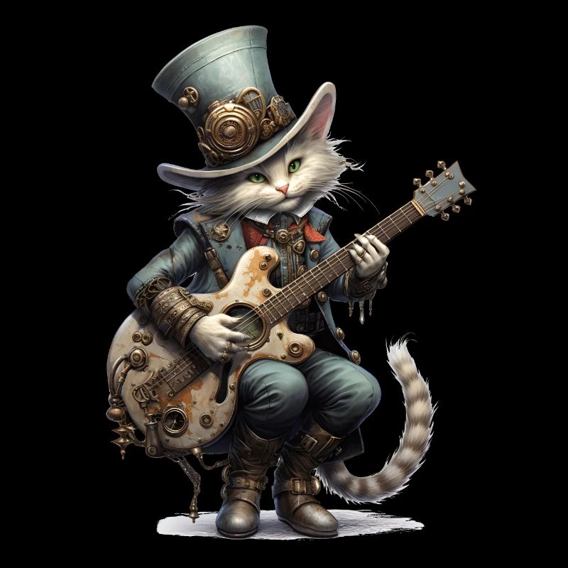 Guitare Playing Cat Steampunk