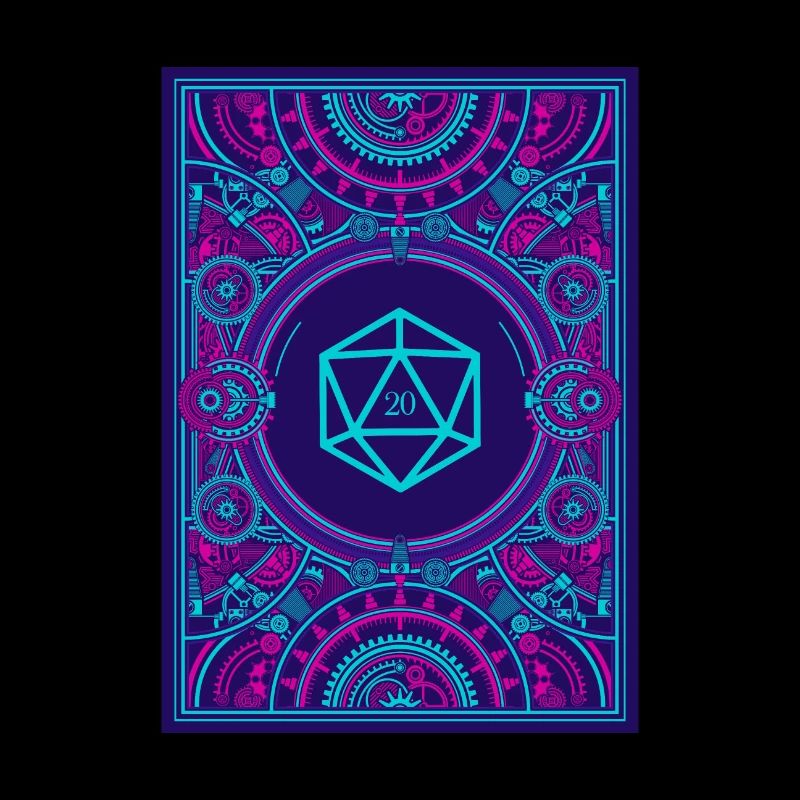Synthwave Polyhedral D20 Dice Retrowave Steampunk
