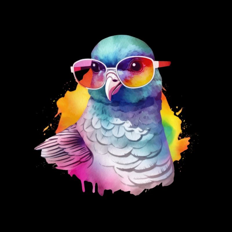 Bunte coole Taube mit Sonnenbrille