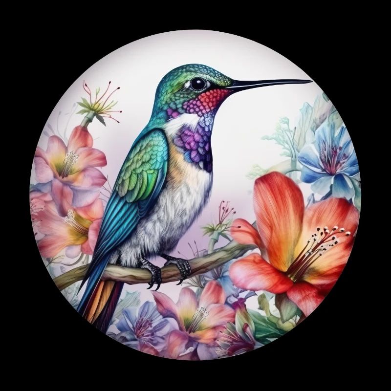 Schöner Kolibri Vogel mit Blumenmuster Blumen