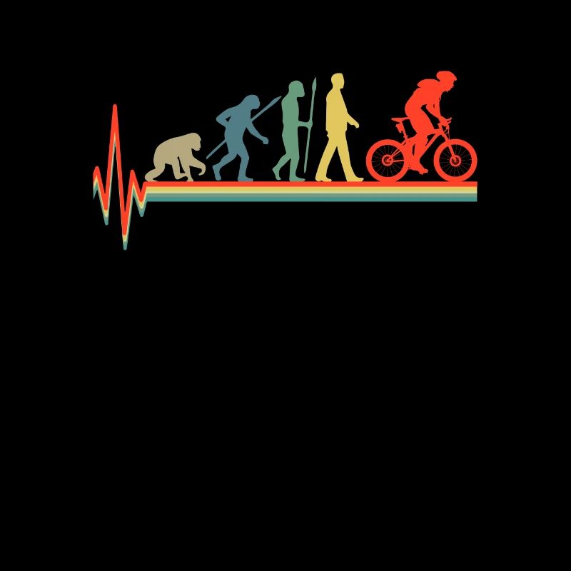 Retro Vintage Heartbeat Bicycle Evolution ECG