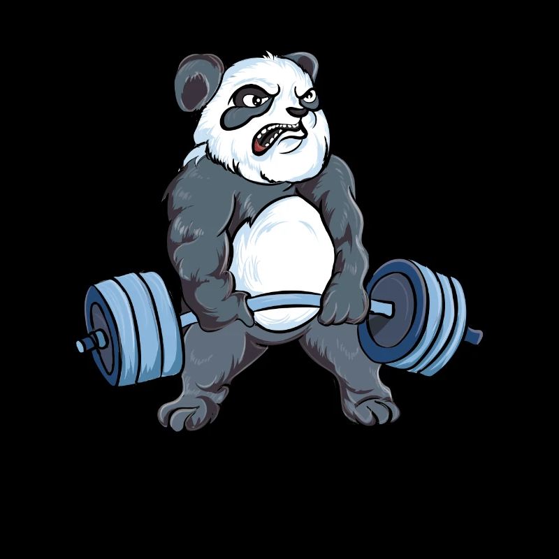 Panda fabrique des haltères deadlift bodybuilder