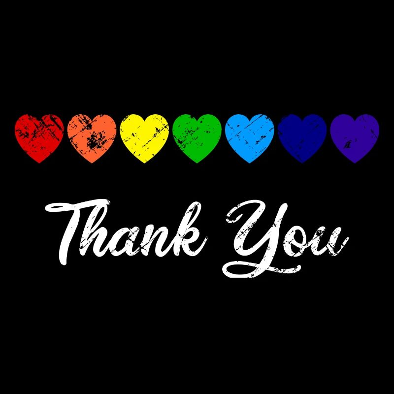 Rangée de coeurs Rainbow Heart Merci