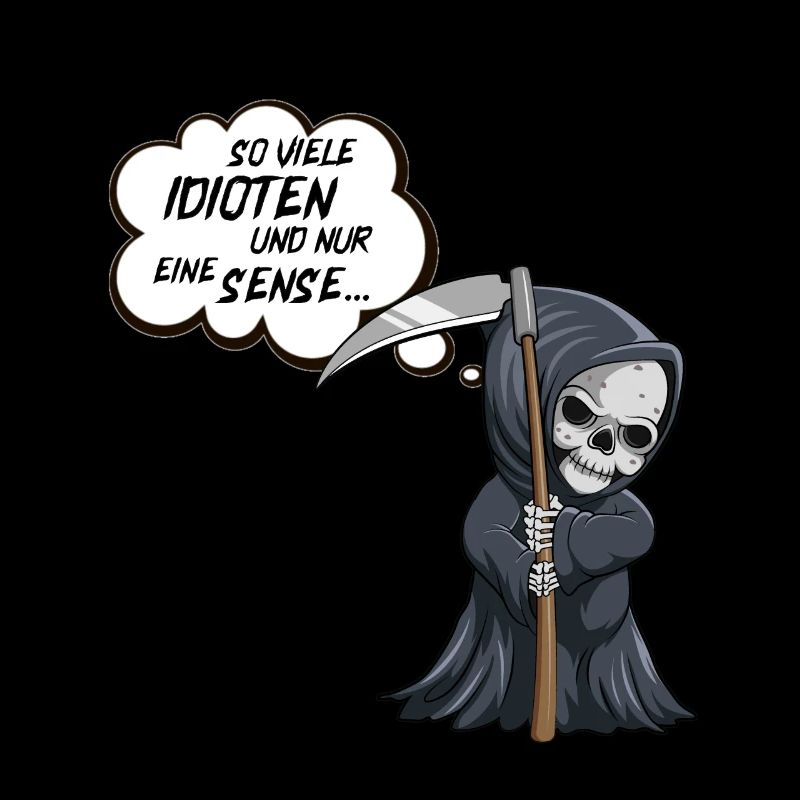 schwarzer Humor, Totenschädel, witziges Sensenmann