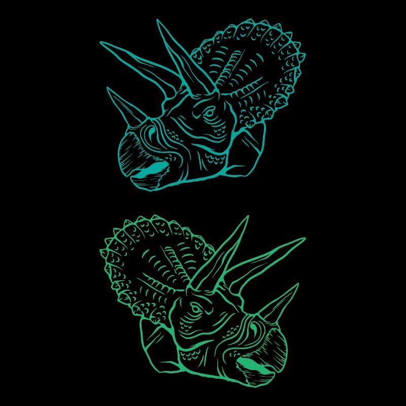 Triceratops Linienkunst Minimal Schwarz