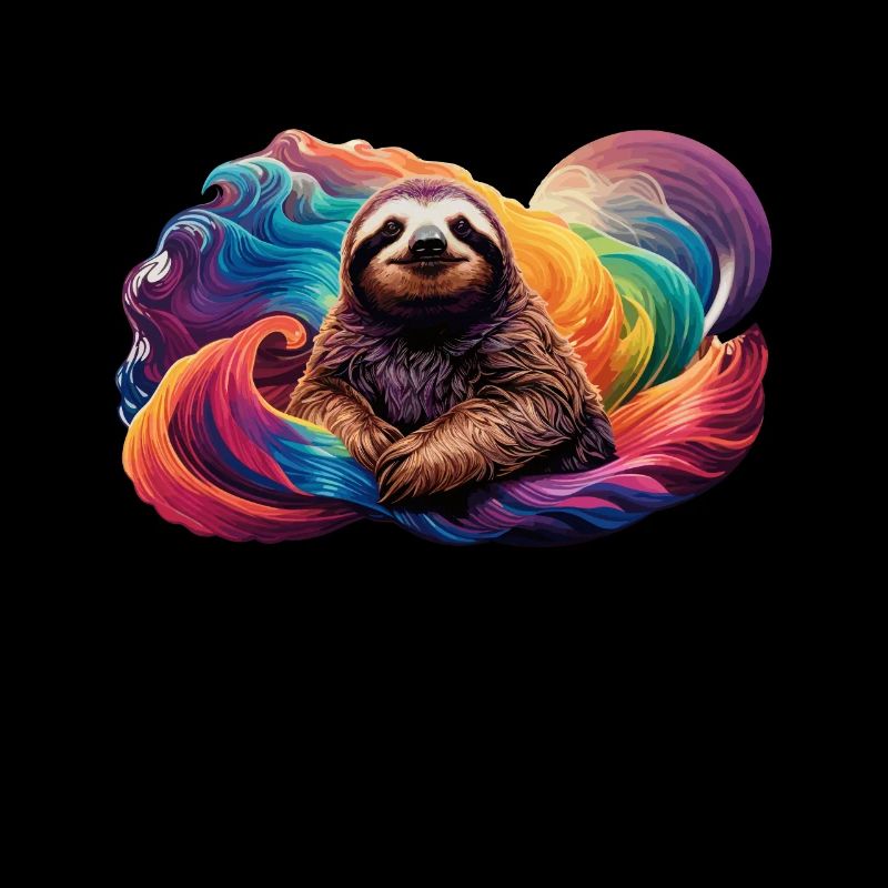 Faultier mit Regenbogen Hintergrund