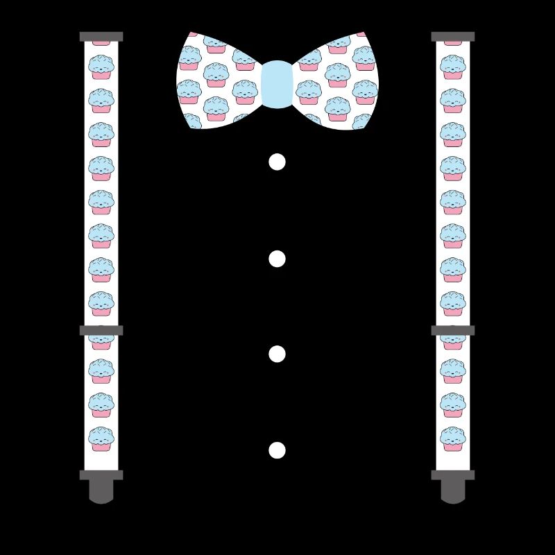 Bow tie and suspenders with muffin pattern