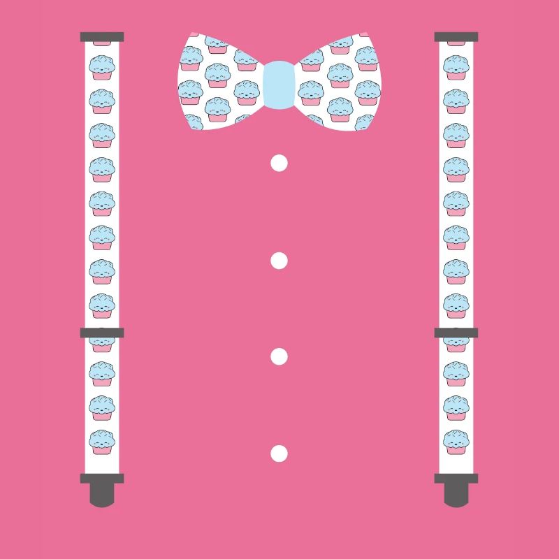 Bow tie and suspenders with muffin pattern