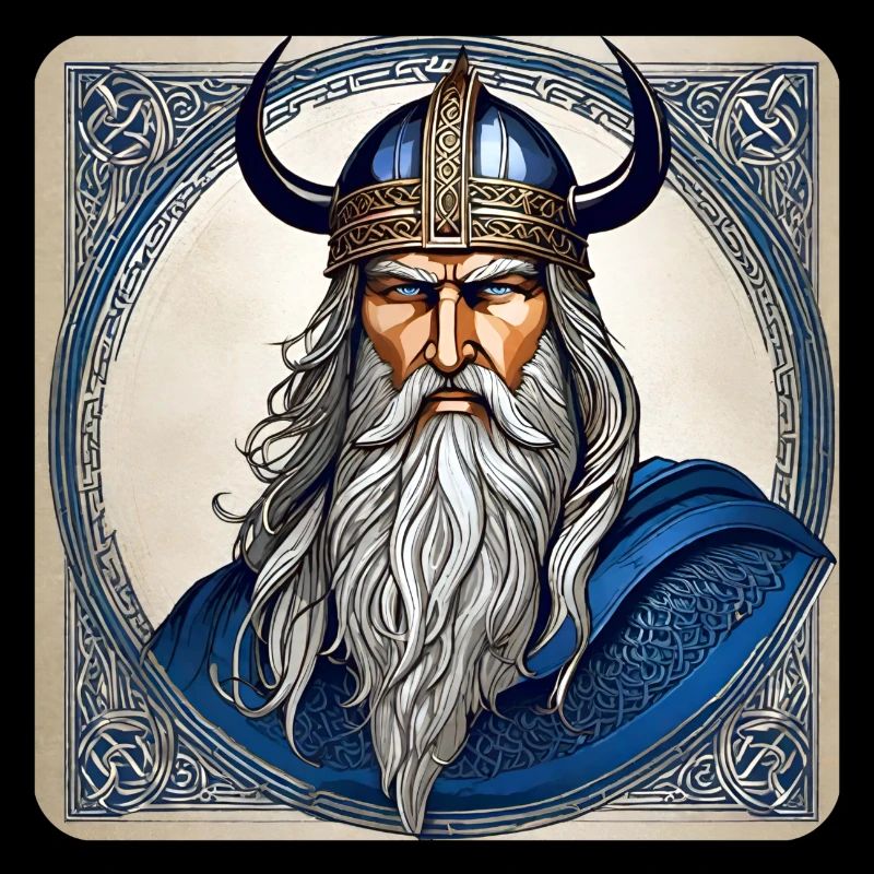 Stolzer Wikinger mit Hörner Helm