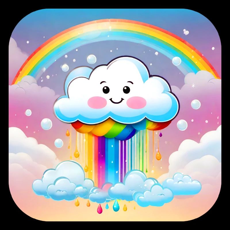 Cute Cloud Raining Rainbow Colors