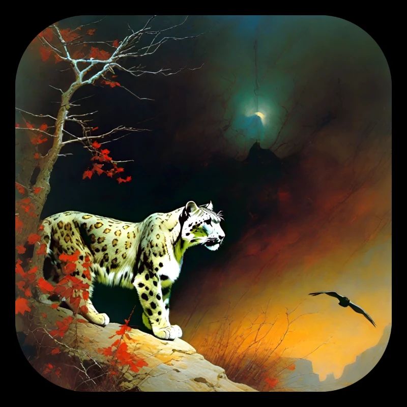 Mystical Motif Mysterious Snow Leopard