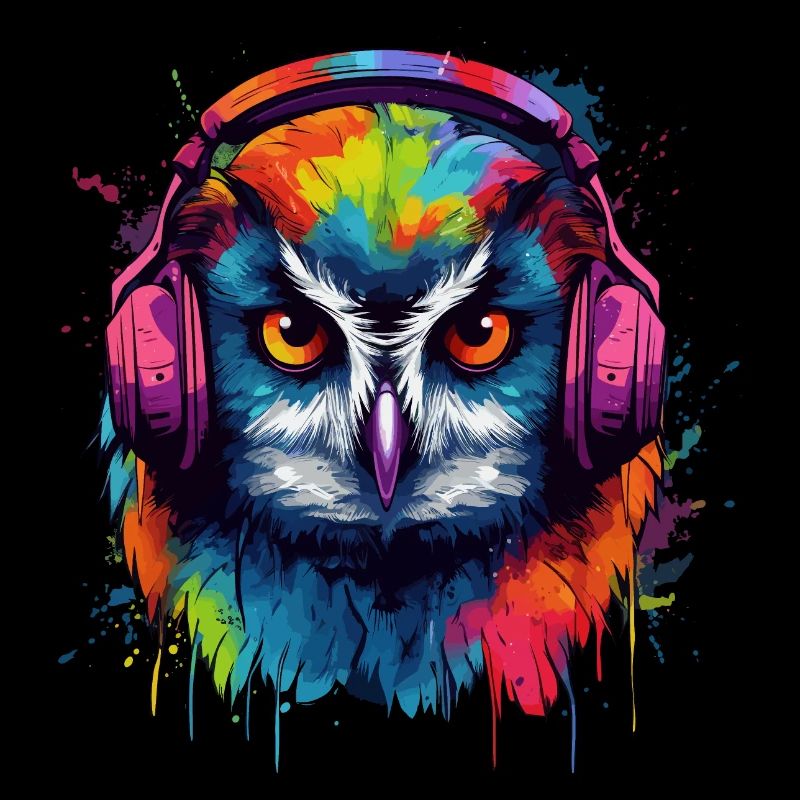 Eule Nachteule Techno Party Tier DJ