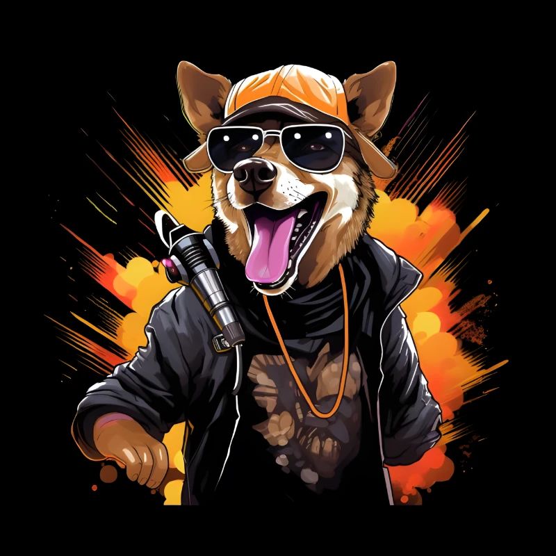 Cool Dog Sunglasses Leather Jacket Music
