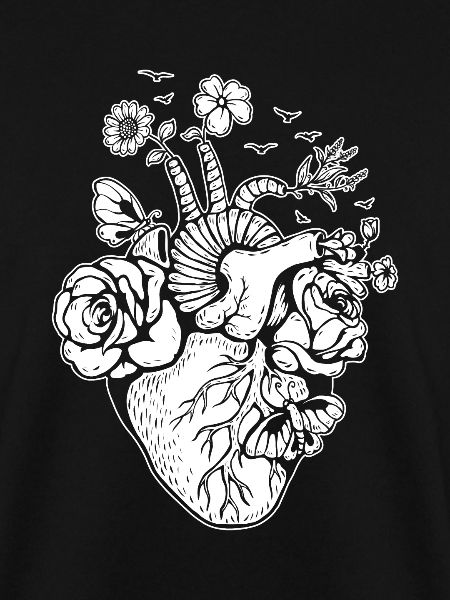 Anatomisches Herz mit Blumen