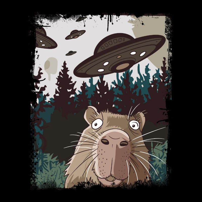 Funny Capybara Selfie Ufo Graphic