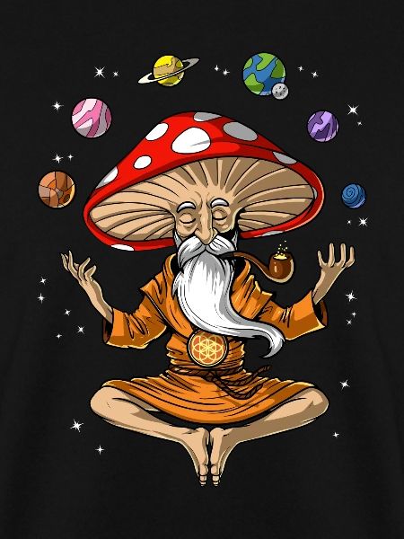 Magischer Pilz Buddha Yoga