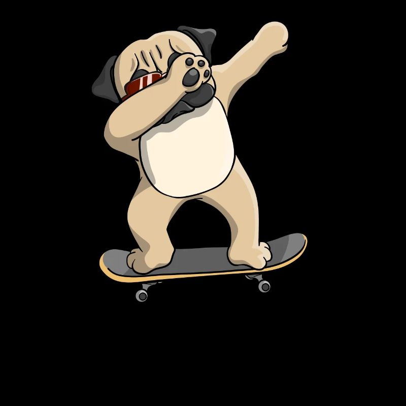 Dabbing pug sunglasses skater boy gift