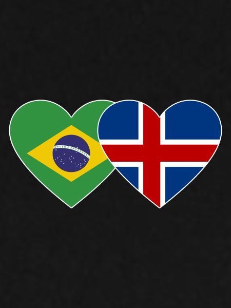 Brazil Iceland Flag Heart