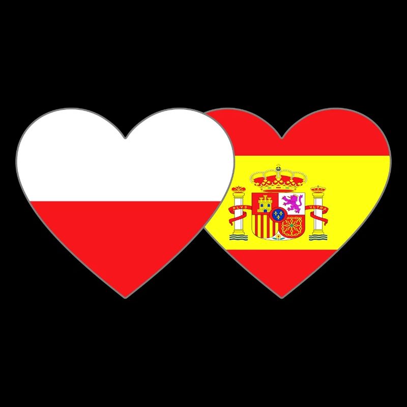 Pologne Espagne Flag Coeur