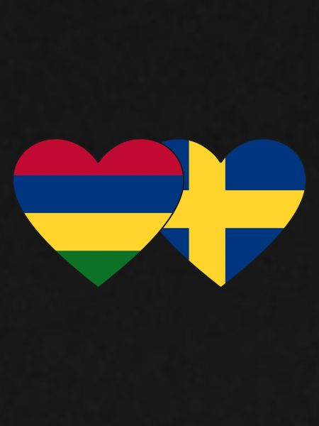 Mauritius Schweden Flagge Herz