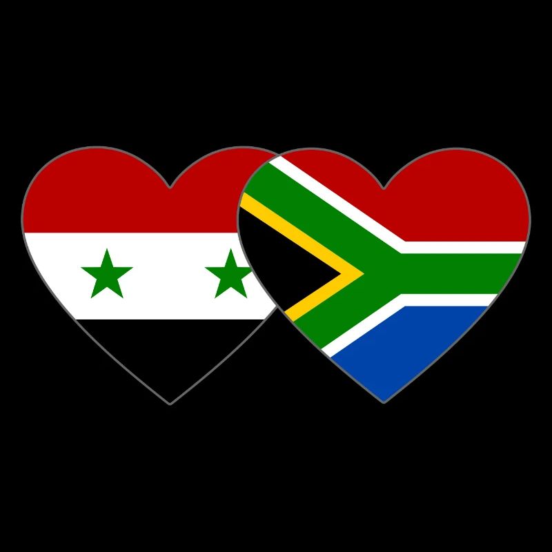 Syrien Südafrika Flagge Herz