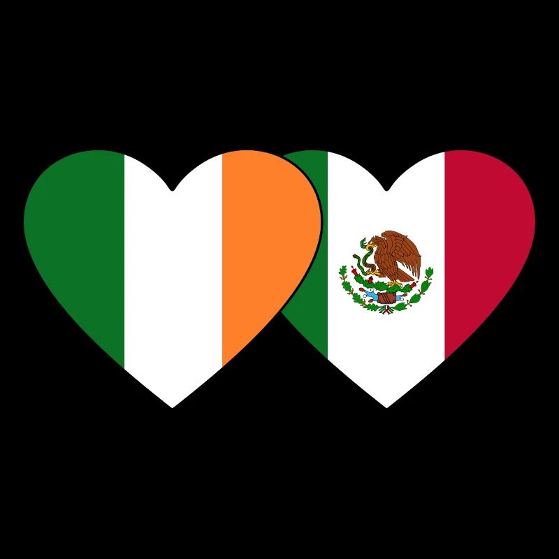 Irland Mexiko Flagge Herz