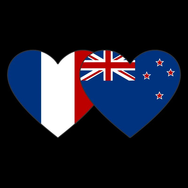 Frankreich Neuseeland Flagge Herz