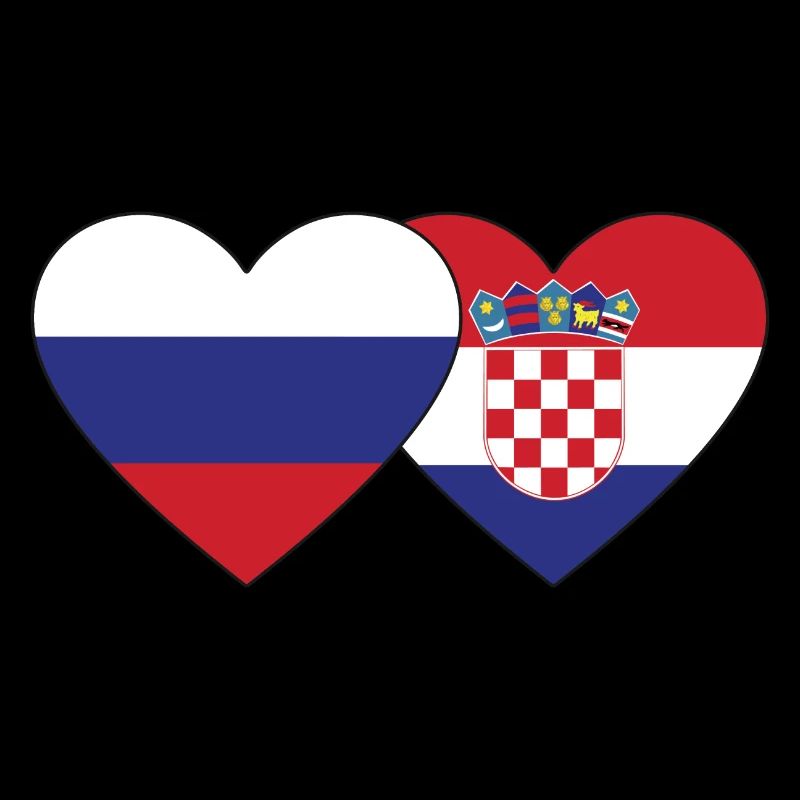 Russie Croatie drapeau coeur