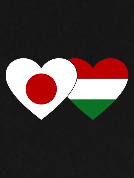 Japan Ungarn Flagge Herz