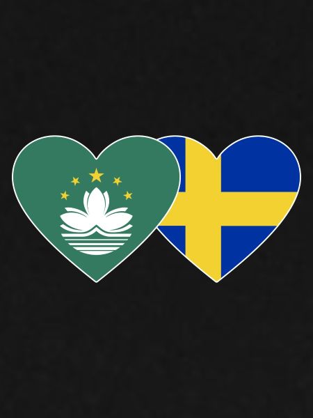 Macau Schweden Flagge Herz