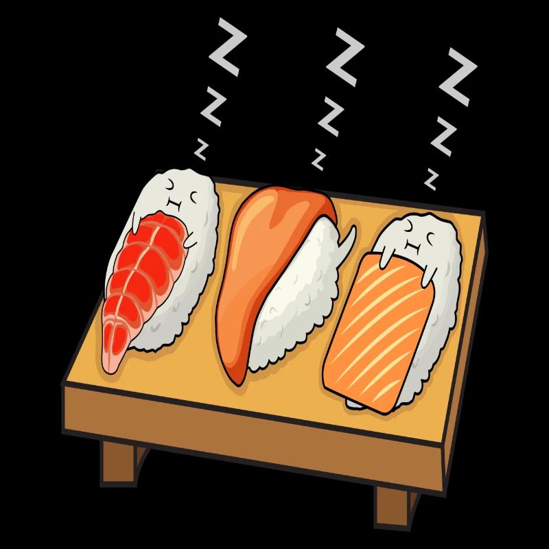 Les sushis dorment sur la table Kawaii Doux