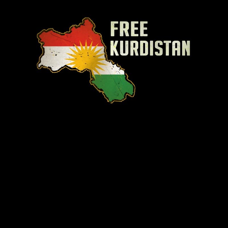 Kudistan libre, drapeau kurde, carte du Kurdistan