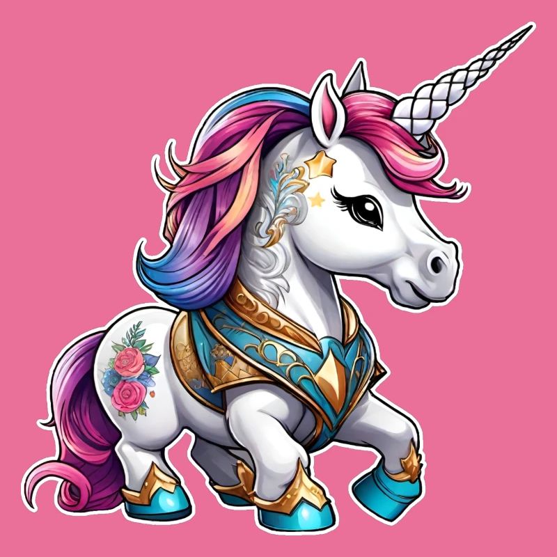 Niedliches Regenbogen Einhorn mit Tattoos