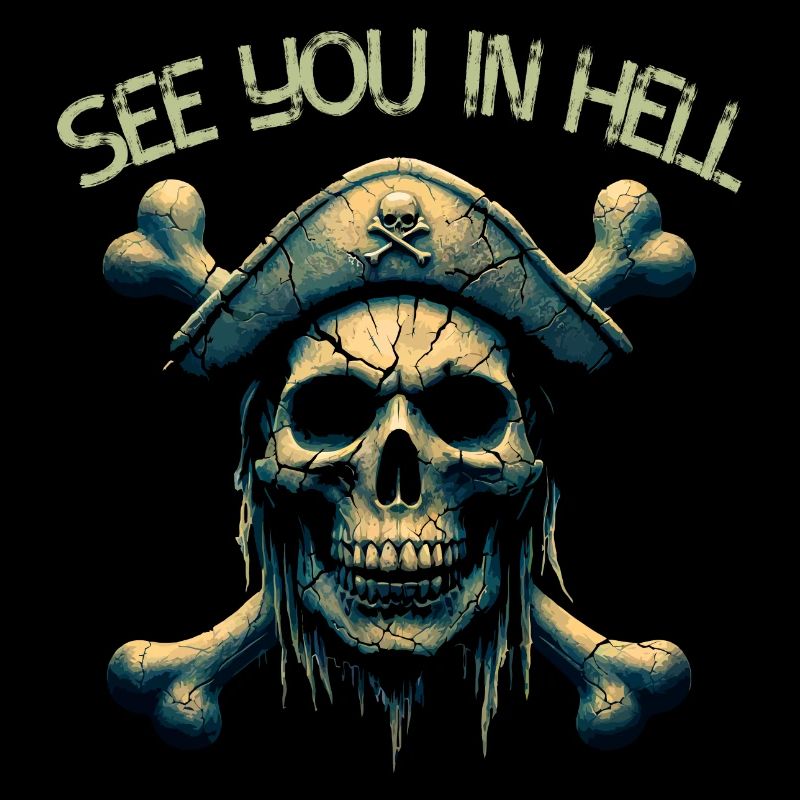 Piratenshirt Totenkopf Spruch See You In Hell