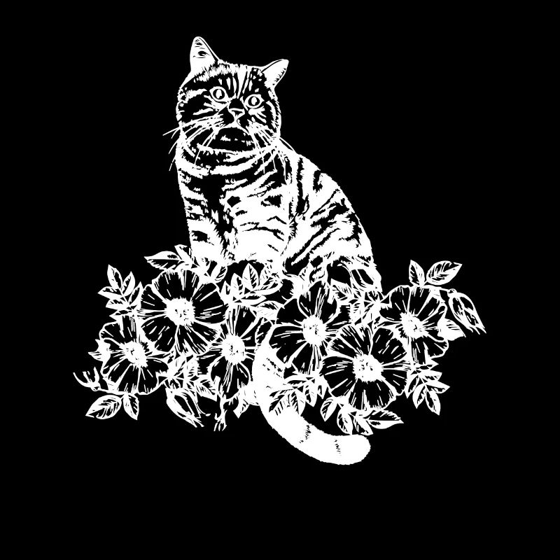 Süße Katze und Blumen