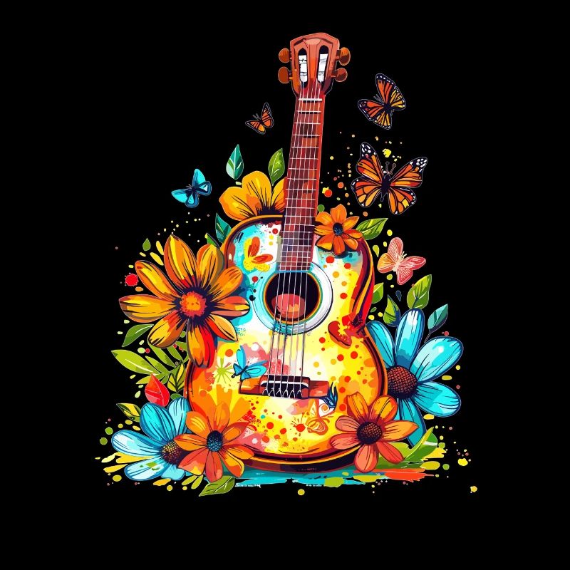 Bunte Gitarre mit Blumen