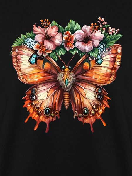 Tropischer Schmetterling mit Blumen