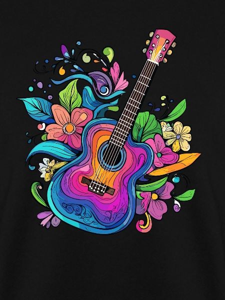 Bunte Gitarre mit Blumen
