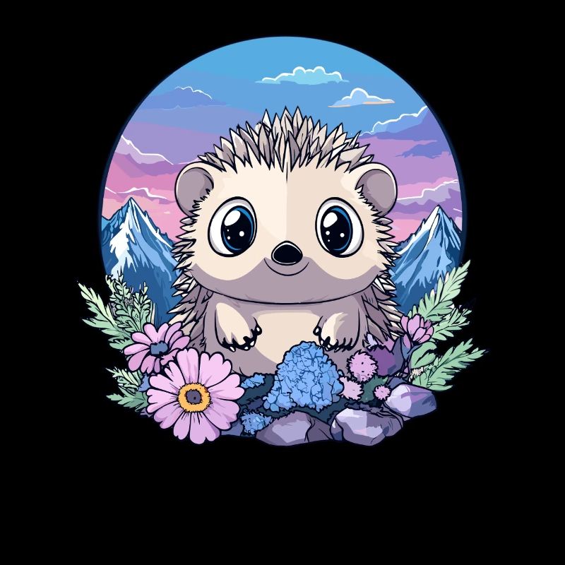 Igel in Alpenblumen