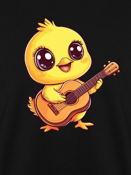 Chick plays guitar