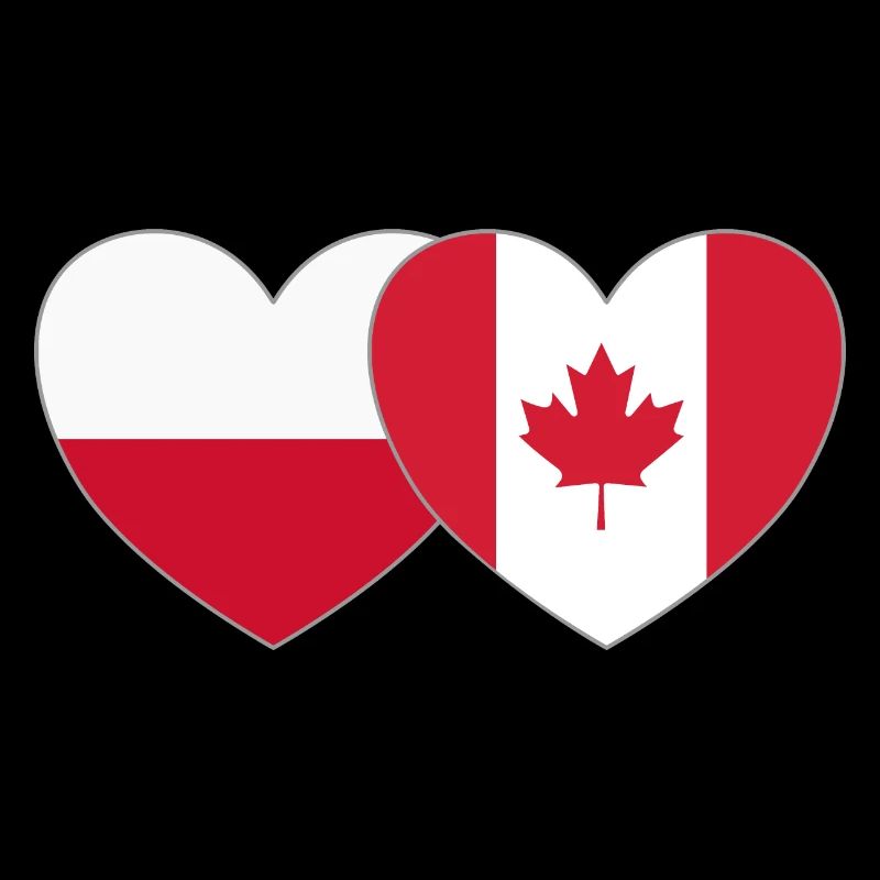 Poland Canada Flag Heart