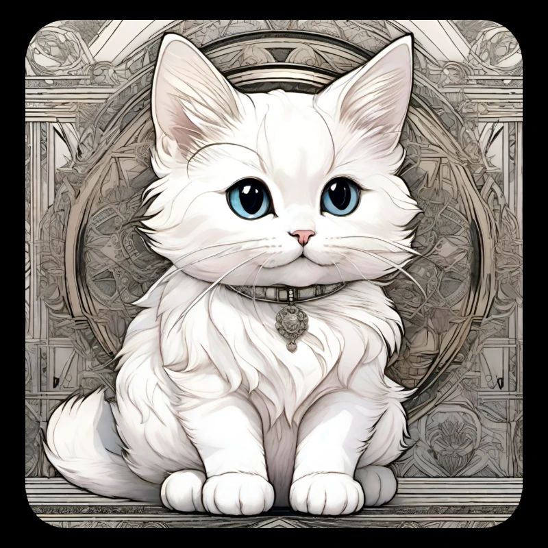 Cute white cat with blue eyes