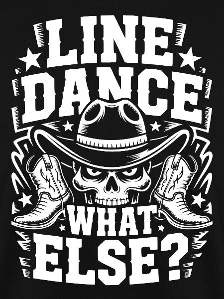 Line Dance Skull Cowboy Logo