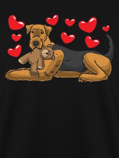 Airedale Terrier mit Stofftier