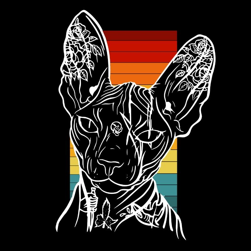 Sphynx Tattoo Cat Vintage Design