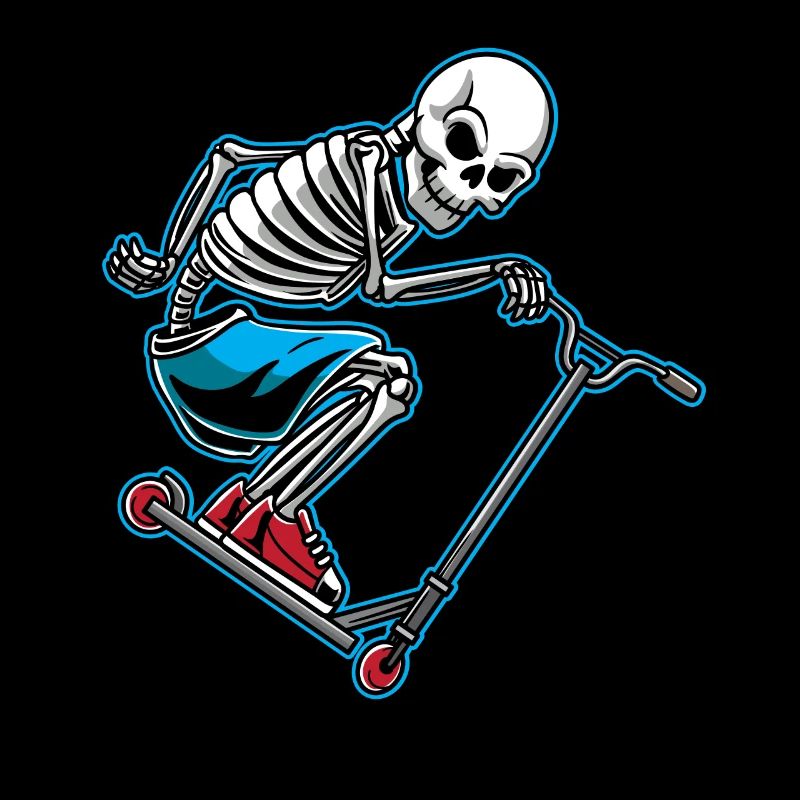 Skelett Scooter-Roller Halloween Kickroller