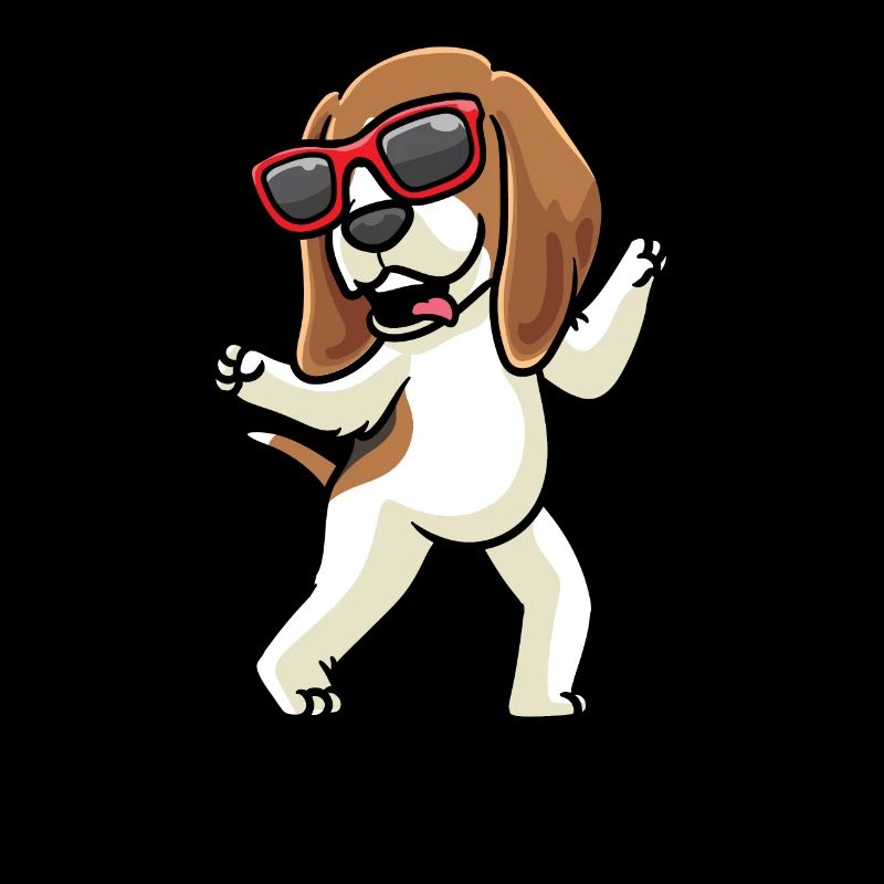 Chien Beagle dansant avec des lunettes de soleil