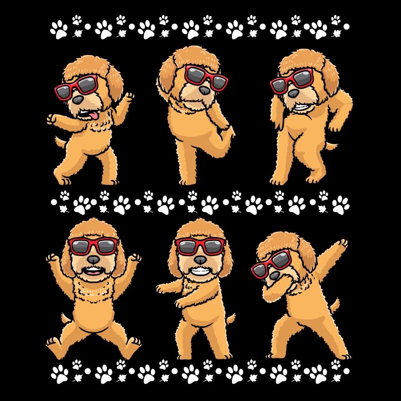 Chien Goldendoodle dansant avec des lunettes de soleil